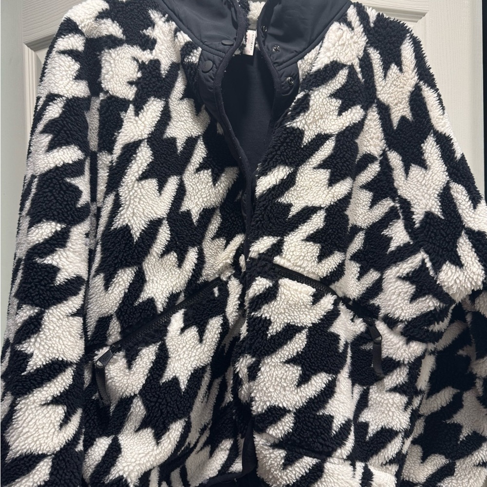 FP Movement by Free People Black and White Teddy Jacket